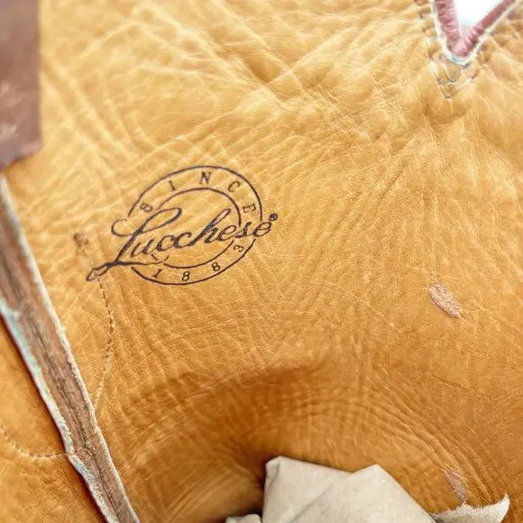 Lucchese Women’s 9 Brown Mad Dog Stud Wingtip Distressed Western Cowgirl Boots - Picture 12 of 12